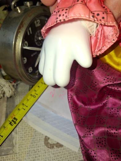 Beautiful Large Vintage Collectible Clown Jester Doll Hand Painted Porcelain Face, Hands, and Feet,