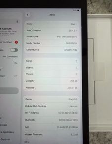 ipad 9th generation 256Gb cellular and WiFi unlocked