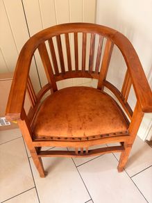 VIntage Art Deco Style Wooden Barrel Back Armchair