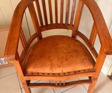 VIntage Art Deco Style Wooden Barrel Back Armchair