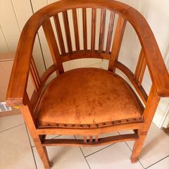 VIntage Art Deco Style Wooden Barrel Back Armchair
