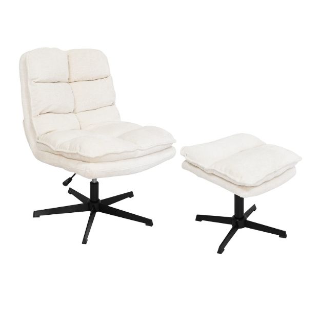 Savona Tricolour Collection  Luxury Swivel Chair With Ottoman