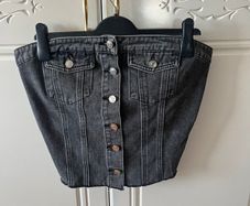 ladies cropped denim top new