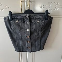 ladies cropped denim top new