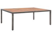 Garden Table Grey 200x150x74 cm Poly Rattan and Acacia Wood