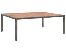 Garden Table Grey 200x150x74 cm Poly Rattan and Acacia Wood