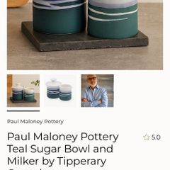 Paul Maloney Pottery Teal Sugar Bowl and Milker