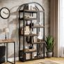Industrial Style Bookcase with Geometric Metal Frame and Open Shelves, Freestanding Image 5