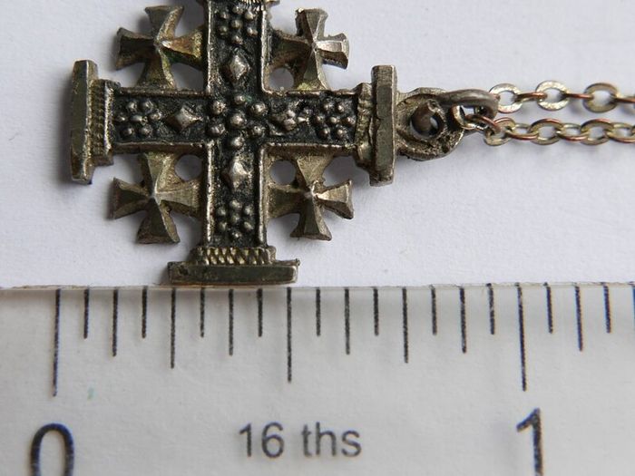 Vintage Jerusalem Cross Pendant Necklace 19" length