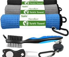 Golf Towel Microfiber Waffle Pattern Golf Towel | Brush Tool Kit with Club Groove Cleaner | Golf Divot Tool | Golf Accessories for Men