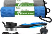 Golf Towel Microfiber Waffle Pattern Golf Towel | Brush Tool Kit with Club Groove Cleaner | Golf Divot Tool | Golf Accessories for Men