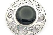 Jet Sterling Silver Brooch