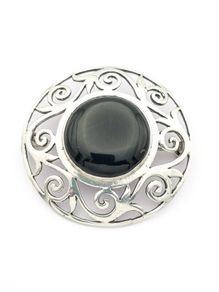 Jet Sterling Silver Brooch