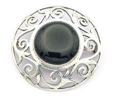 Jet Sterling Silver Brooch