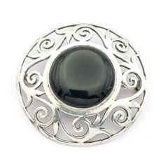 Jet Sterling Silver Brooch