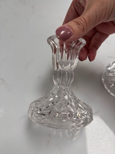 Galway Crystal Ashford 4" Candlestick Pair