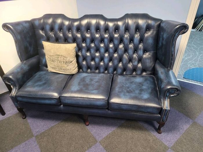 Chesterfield sofa ,armchair and footstool