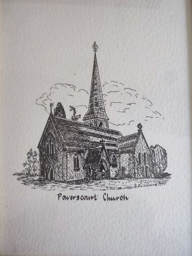 Framed Print of New Church at Powerscourt, Wicklow (engraving)