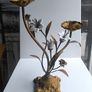 Antique 1930s French Botanical Gilt Metal & Porcelain Candelabra Image 8
