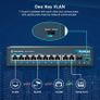 YuanLey 11 Port Gigabit PoE Switch, 8 PoE+ Port 1000Mbps, 2 Gigabit Uplink, 1 SFP Port, 120W 802.3af/at, Metal, Qos, Unmanaged Plug and Play AI Smart Detection Ethernet Switch Image 7