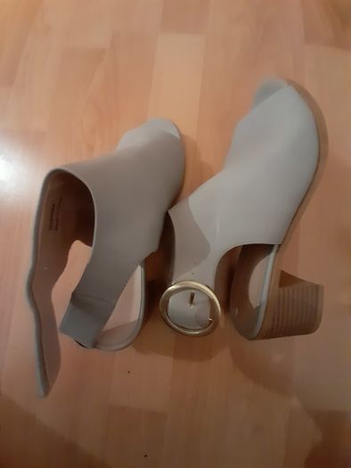 Wide fit open toe light blue boot
