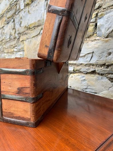 Vintage Metal Bound Wooden Chest.