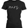 Mr and Mrs Cursive Writing - His and Her Matching T-Shirts for Couples wedding gift Image 3