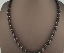 Antique Venetian African Style Eyes & Brown African Glass Beads Necklace