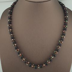 Antique Venetian African Style Eyes & Brown African Glass Beads Necklace