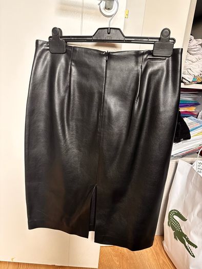 Black faux leather skirt