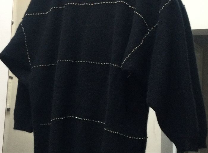 Chaus Rhinestone and Angora Designer Sweater  Size 12