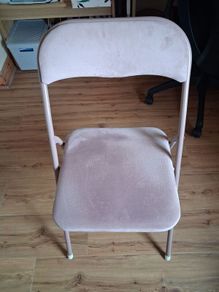 Pink brushed suedette fold up chair