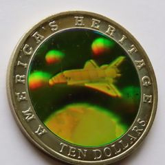 Space Shuttle Hologram 10 Dollars coin 2002