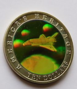 Space Shuttle Hologram 10 Dollars coin 2002