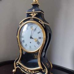 Original 19th-Century French Bracket Clock Set with Wall Console Professionally Serviced!