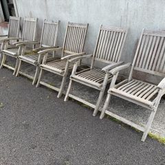 Set of 6 Teak Reclining Outdoor Chairs