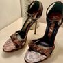 Brown and Gold Designer Gina Stilettos Size 5.5 Image 5