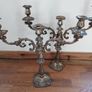 PAIR of large antique 19thC. silver plated 3 arm candelabra. Image 5