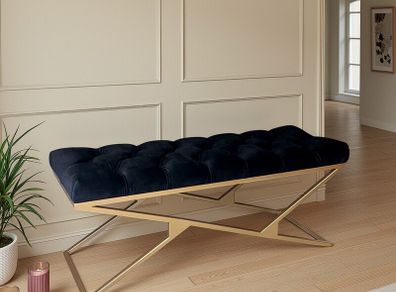 Metal-Framed Bench 100x40cm Gold Frame / Velour
