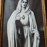 Vintage Virgin Mary Sacred Heart Picture Ornate Frame Image 3
