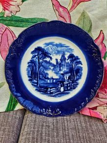 Antique Wedgwood & Co Royal Semi Porcelain Plate England c.1890-1900 Landscape Castle