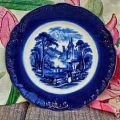 Antique Wedgwood & Co Royal Semi Porcelain Plate England c.1890-1900 Landscape Castle