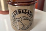Vintage Pearson's of Chesterfield stoneware Marmalade Jar with lid with slot for spoon