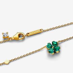 Pandora 4 Leaf Clover Gold P Pendant Necklace & Earrings Set New