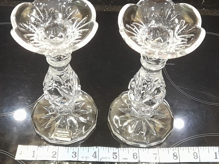 A Pair of Full Lead Crystal Noritake candlesticks