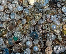 Mixed Random Imperfect Decorative Rhinestone, Pearl & Metal Craft Buttons