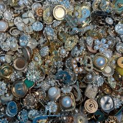 Mixed Random Imperfect Decorative Rhinestone, Pearl & Metal Craft Buttons