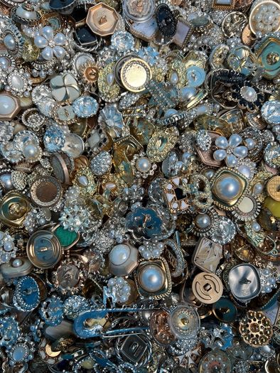 Mixed Random Imperfect Decorative Rhinestone, Pearl & Metal Craft Buttons