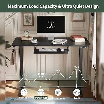 NEW SALE | Height Adjustable Electric Standing Desk with Keyboard Tray, 100 x 60 cm Sit Stand up Desk with Splice Board, Black Frame/Black Top