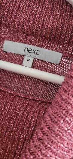 NEXT Blush Metallic Rollneck Knit Sz M (Fit 10-14UK)